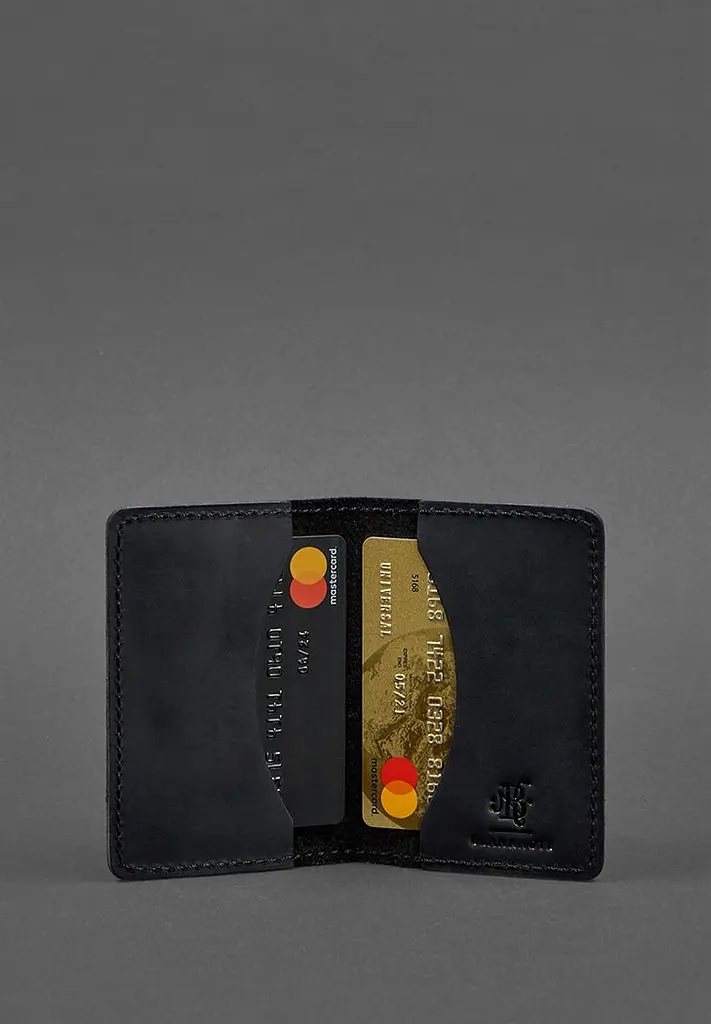 Кожаный кард-кейс (визитница) 6.0 черный Crazy Horse - фото 3