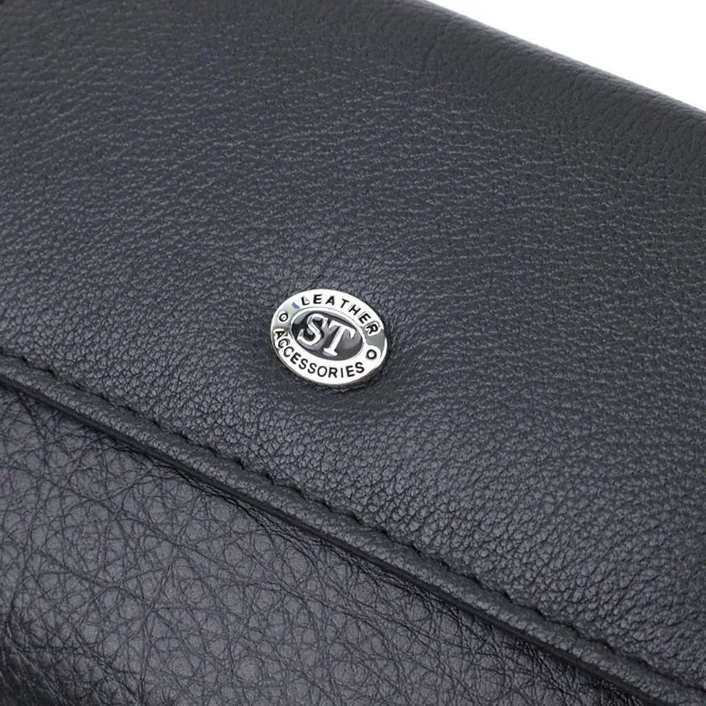 Практичний гаманець із монетницею з натуральної шкіри ST Leather 22740 чорний - фото 8