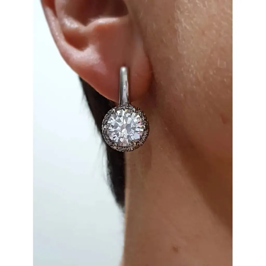 Срібні сережки Агні ДИВО з фианитом. 2608/9Р-CZ - фото 2