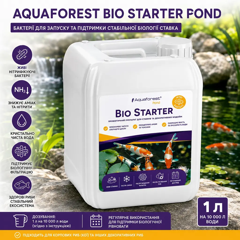 Бактерії для запуску та очищення ставка Aquaforest Bio Starter POND 5 л - фото 2