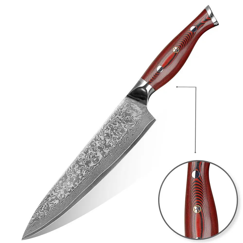 Ніж кухарський 20 см Damascus DK-FK 1001 VG-10 Дамаська сталь 67 шарів - фото 7