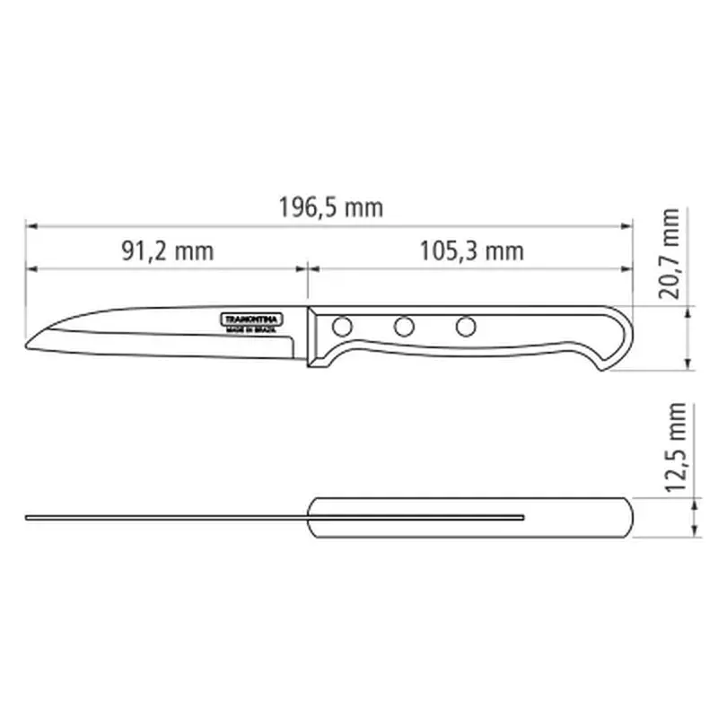 Кухонний ніж Tramontina Polywood Vegetable, 76 мм, червоне дерево (21121/173) - фото 4