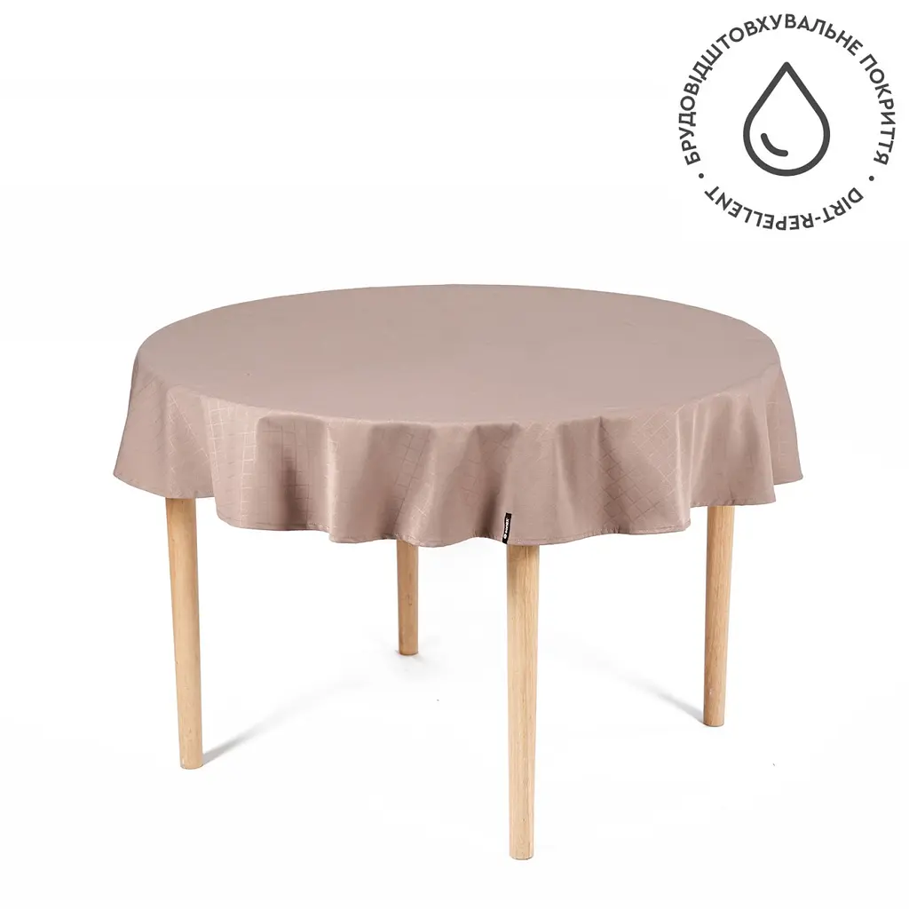 Скатертина кругла водонепроникна Sonex Sienna Ø150 см бежева (SO102571) - фото 2