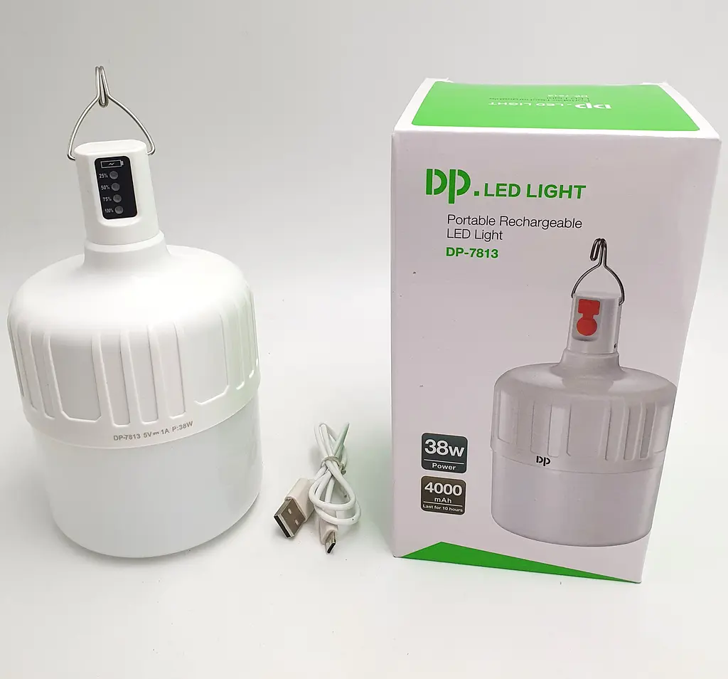 Акумуляторна кемпінгова LED лампа 38W 4000mAh світильник з гачком USB зарядка ліхтар світильник 18х9см 2 режими яскравості DP 7813