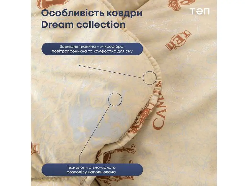 Ковдра ТЕП 180x210 "DREAM COLLECTION" CAMEL (400г/м2) (microfiber) (металізований друк) - фото 3