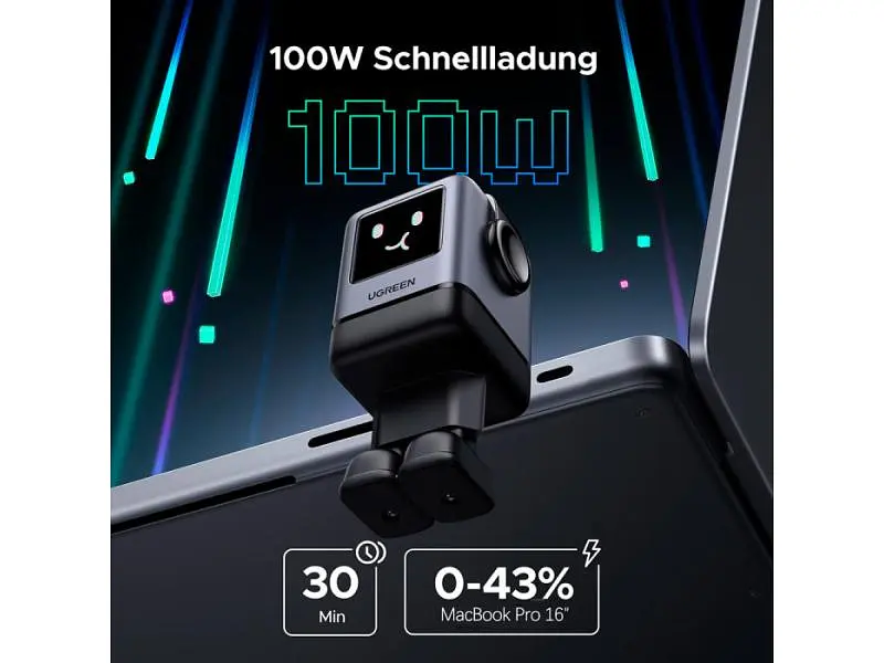 Мережевий зарядний пристрій UGREEN Uno RG Display Gan Charger 100 W X688 (45515B) - фото 2