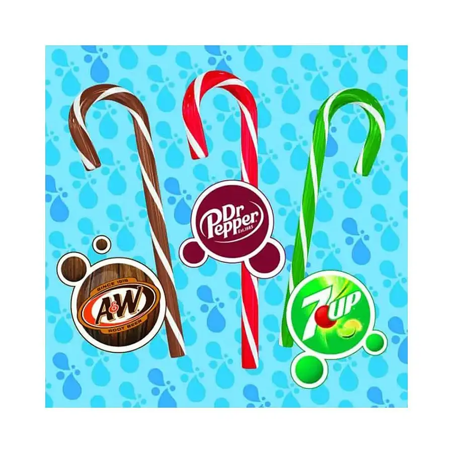Льодяники тростини Candy Canes 12 шт Dr Pepper A&W 7UP, 150г - фото 2