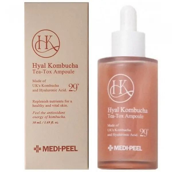 Medi peel hyal kombucha tea-tox ampoule зволожуюча сироватка для підвищення еластичності шкіри з комбучею та г