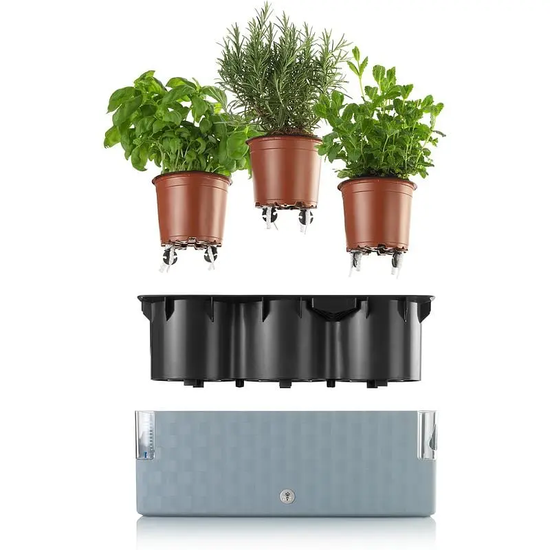 Кашпо Plastkon Cobble Trio Flower Lover із системою автополиву 40x14x14 см світло-голубе - фото 2