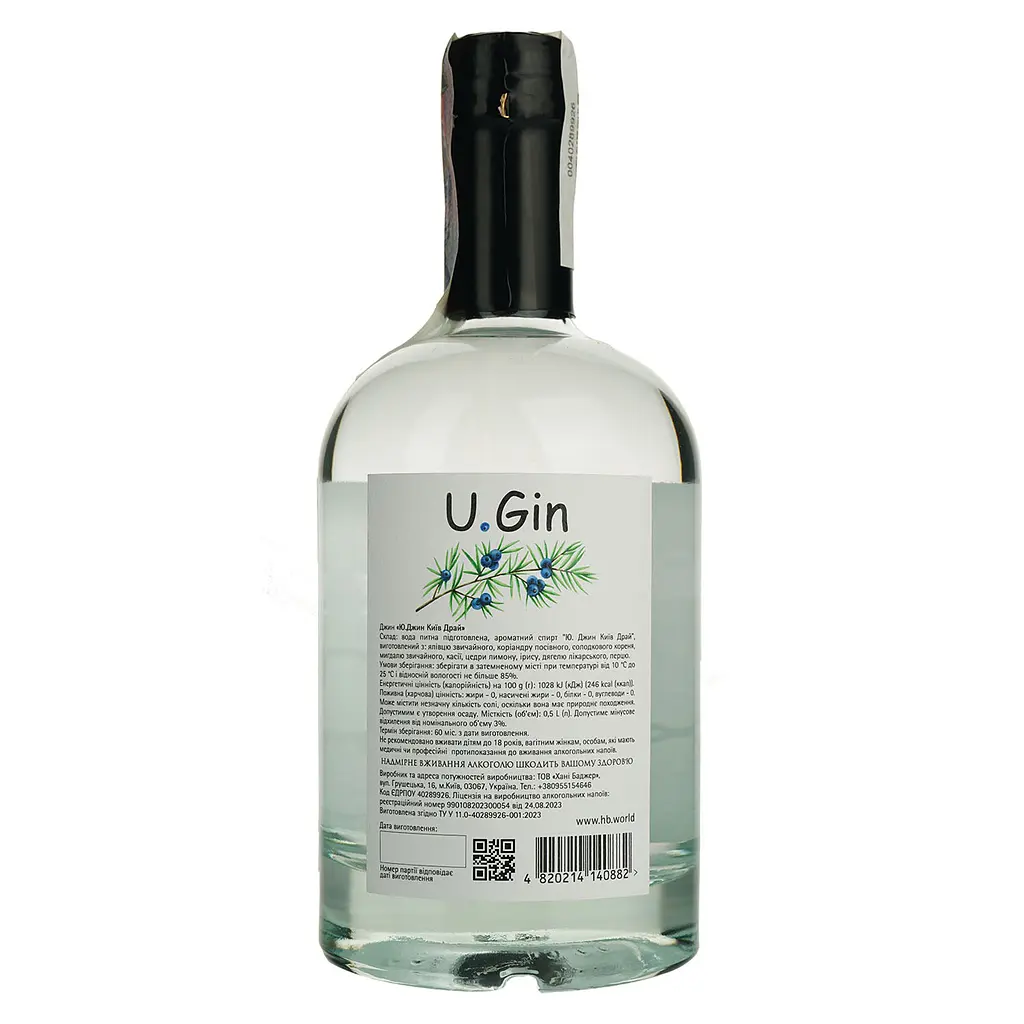 Джин Хані Баджер U.Gin Kyiv Dry 42% 0.5 л - фото 5