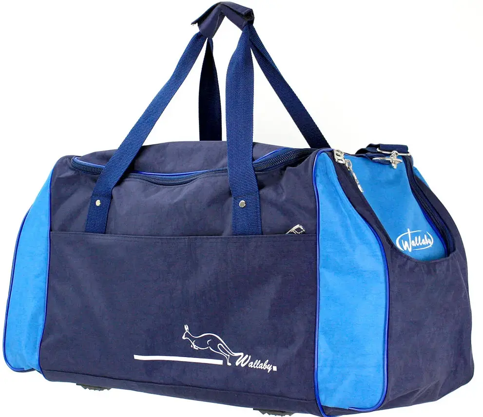 Сумка спортивна Wallaby з нейлону 59 л 48×32×28 см Синя з блакитним - фото 8