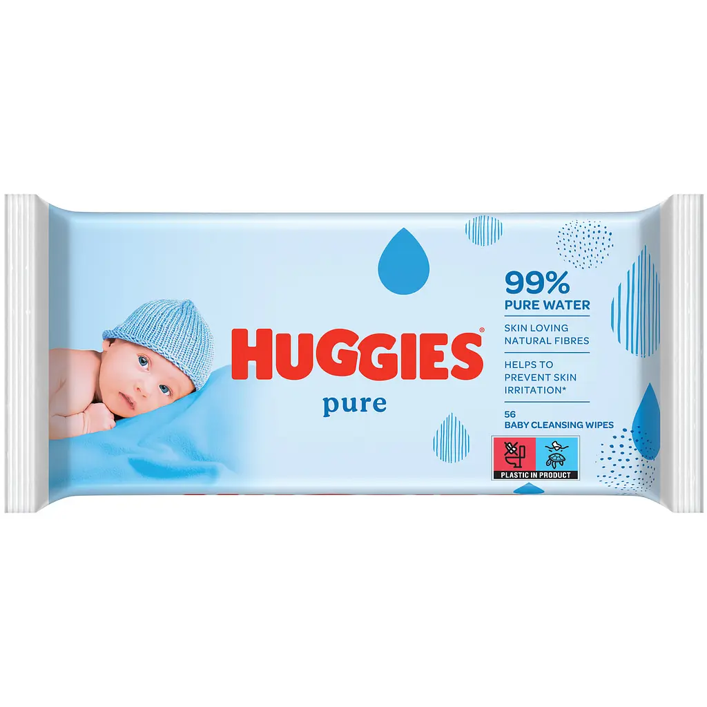 Вологі серветки Huggies Pure 56 шт.