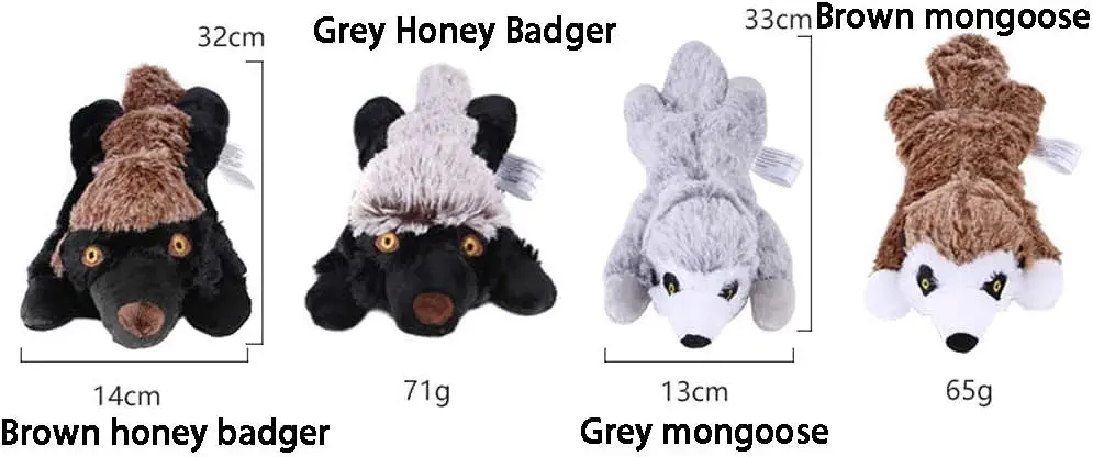 М'яка іграшка для собак Animal Shape Dog Plush Toy - Gray Mongoose, світло-сіра - фото 4