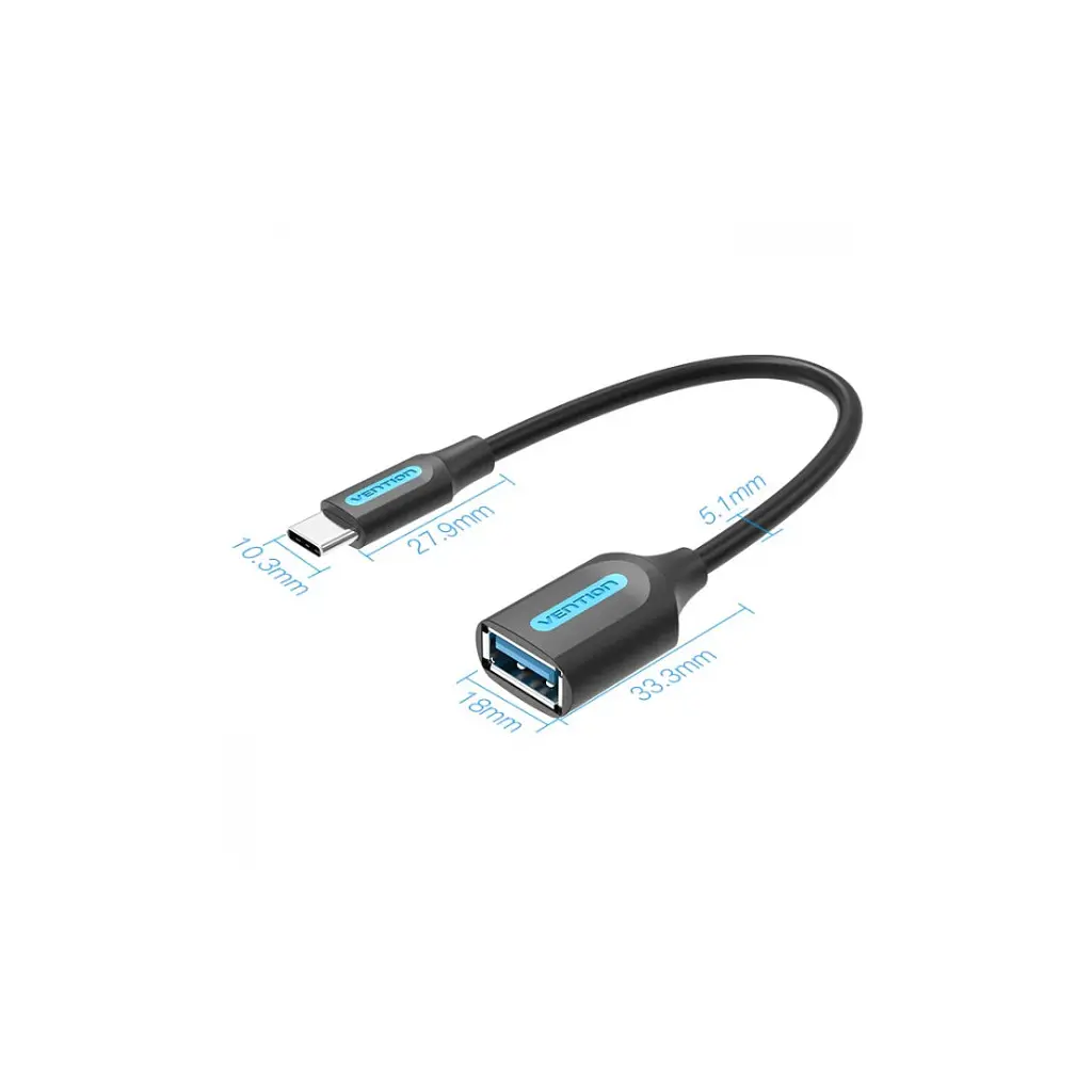 Переходник OTG USB 3.1 AF to USB-C 0.15m black VENTION (CCVBB) - фото 2