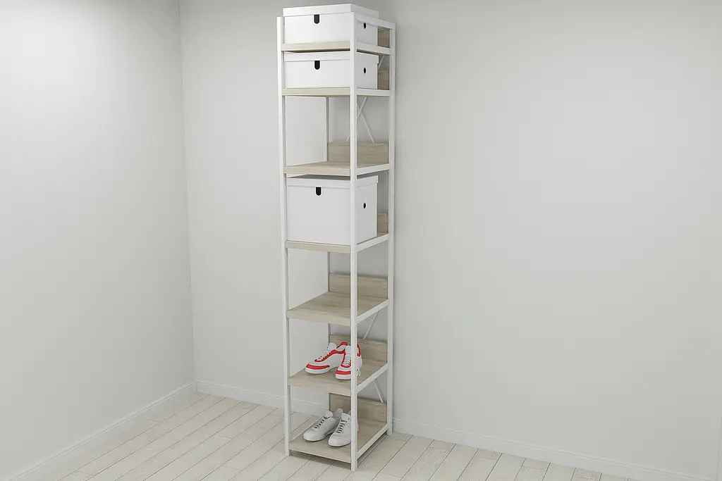 Шафа Гардероб Уні секція 4 серії Конект Ferrum-decor 220x40x50см Білий метал ДСП Дуб Сонома 32 мм (FRD-104557) - фото 7