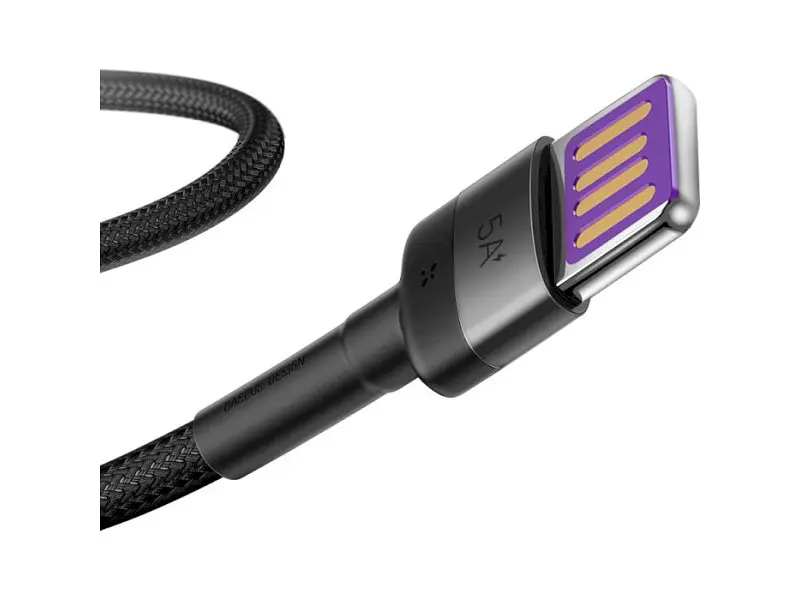 Кабель USB Type-C BASEUS Cafule HW Quick Charging Data cable For Type-C 40W 1m Gray Black (CATKLF-PG1) - фото 3