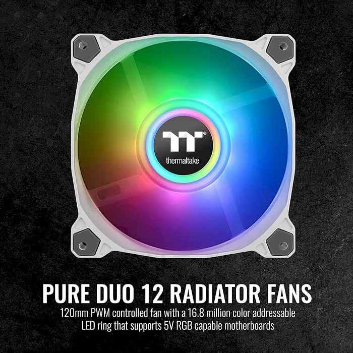 Вентилятор Thermaltake Pure Duo 12 ARGB Sync Radiator Fan 2-Fan Pack White (CL-F097-PL12SW-A) - фото 4
