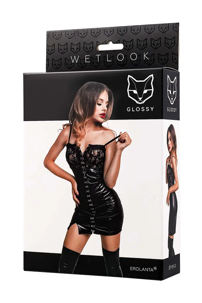 Міні-сукня Glossy Nelly wetlook XL (чорний) - фото 4