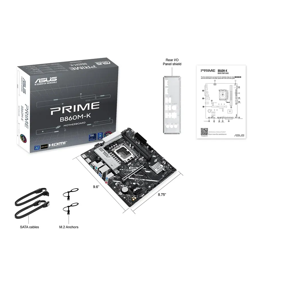 Материнская плата Asus PRIME B860M-K s1851 B860 2xDDR5 M.2 DP HDMI Wi-Fi BT mATX - фото 2