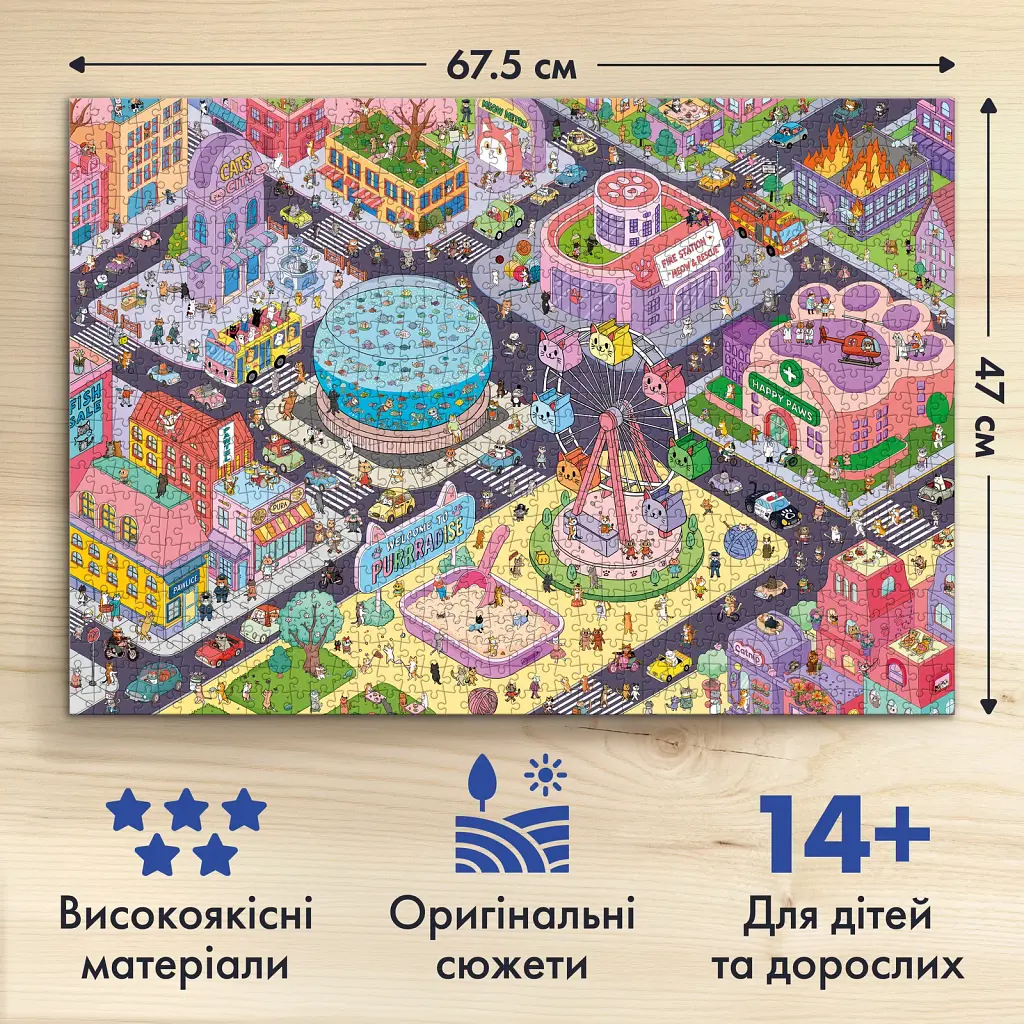 Пазл «Місто щасливих котів» 1000 елементів - фото 5