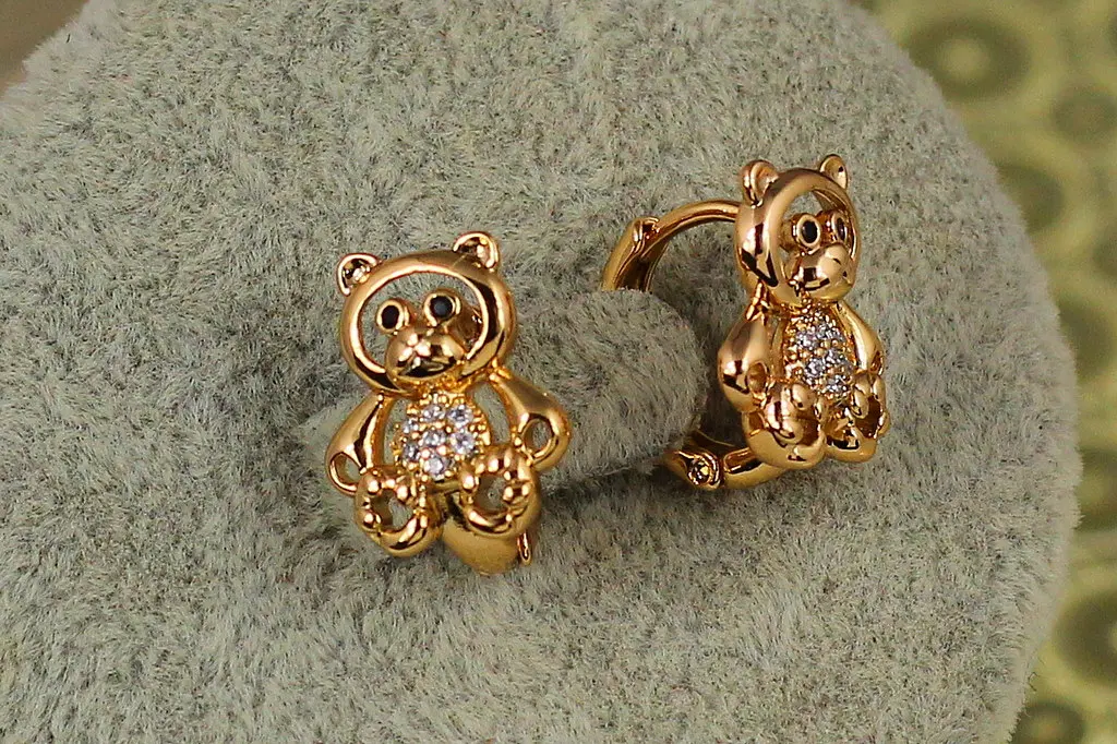 Сережки дитячі Xuping Jewelry Мишки 1,4 см золотисті - фото 2