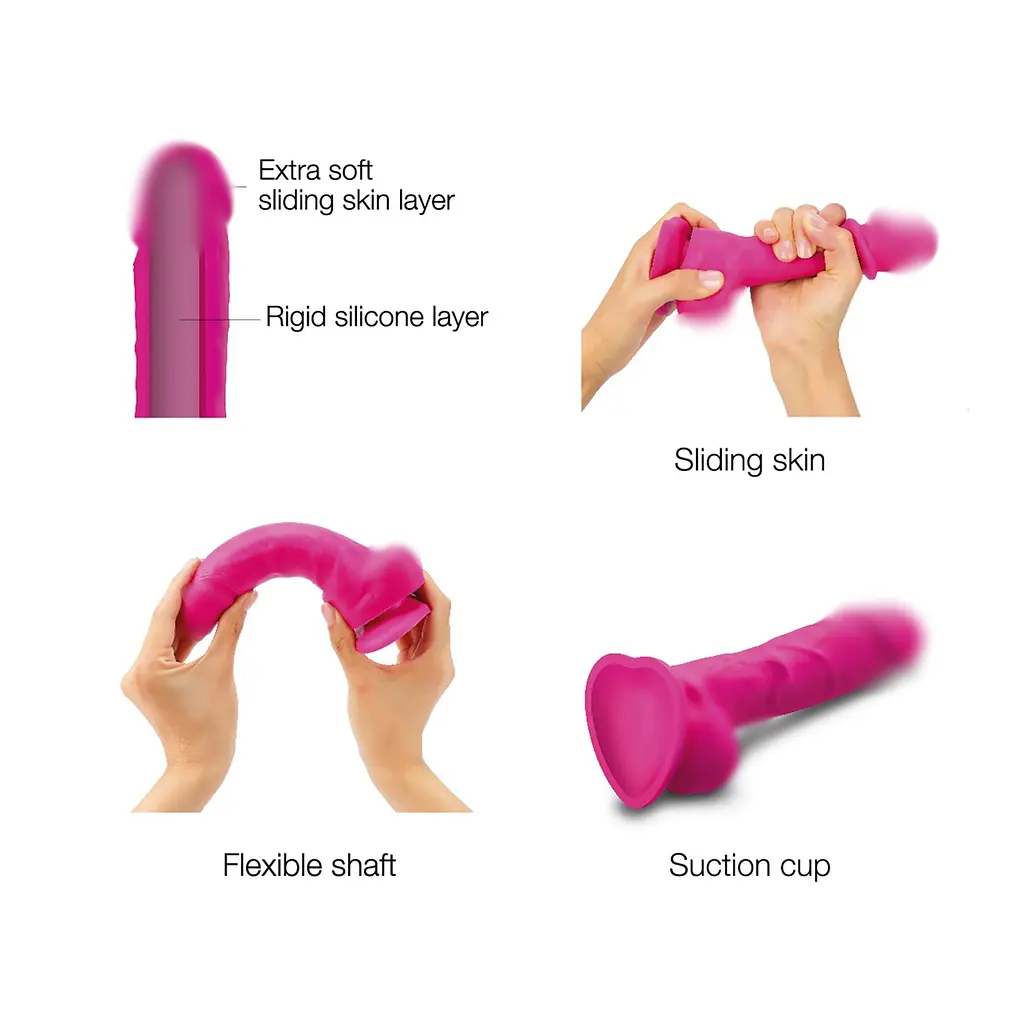 Реалістичний фалоімітатор Strap-On-Me Sliding Skin Realistic Dildo Fuchsia - Size М Strap-on-me SO6255 92868 - фото 4