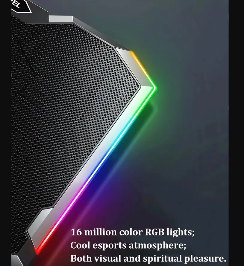 Охолоджувальна підставка для ноутбука до 17.3 дюймів Ice Coorel K-10 8xfans 2xUSB LCD RGB - фото 8