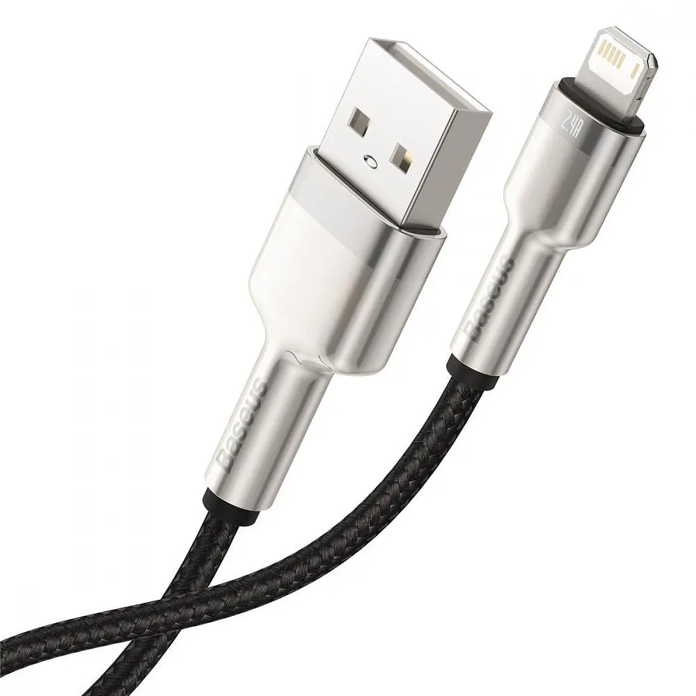 Кабель Baseus Cafule Series Metal Data Cable USB to Lightning 2.4A 0.25m Black (CALJK-01) - фото 4