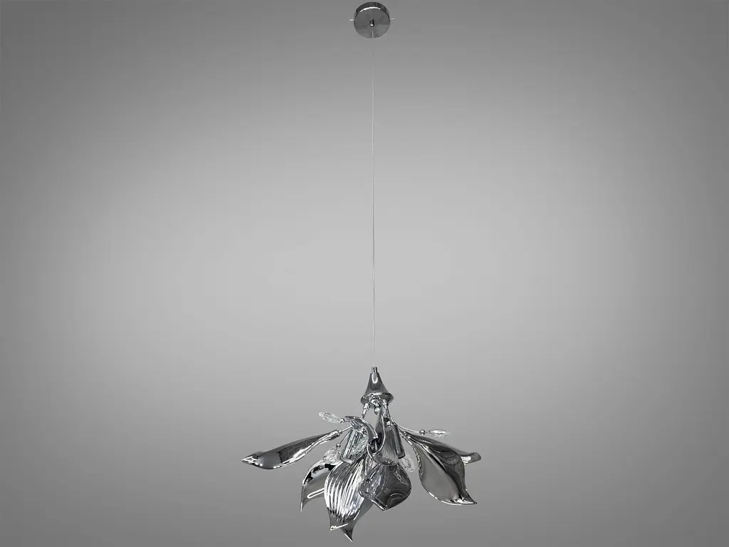 Красива підвісна люстра з керамічними елементами, 3 лампи, хром - фото 2