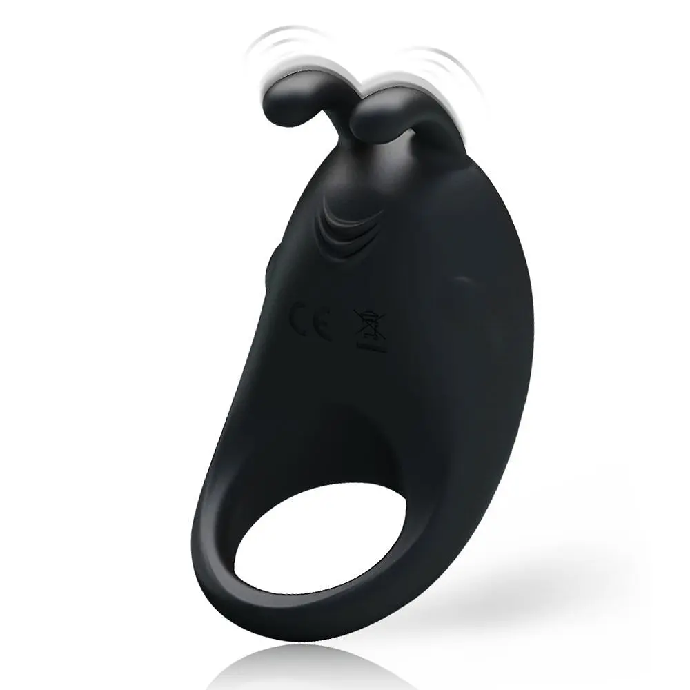 Ерекційне віброкільце Pretty Love Rabbit Vibrator Ring Black, 7.5х4 см (чорний) - фото 2