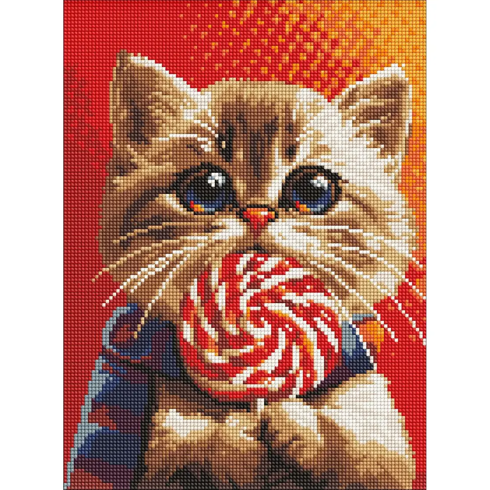 Алмазна мозаїка "Котик із цукеркою" Ideyka AMO7976, 30х40 см