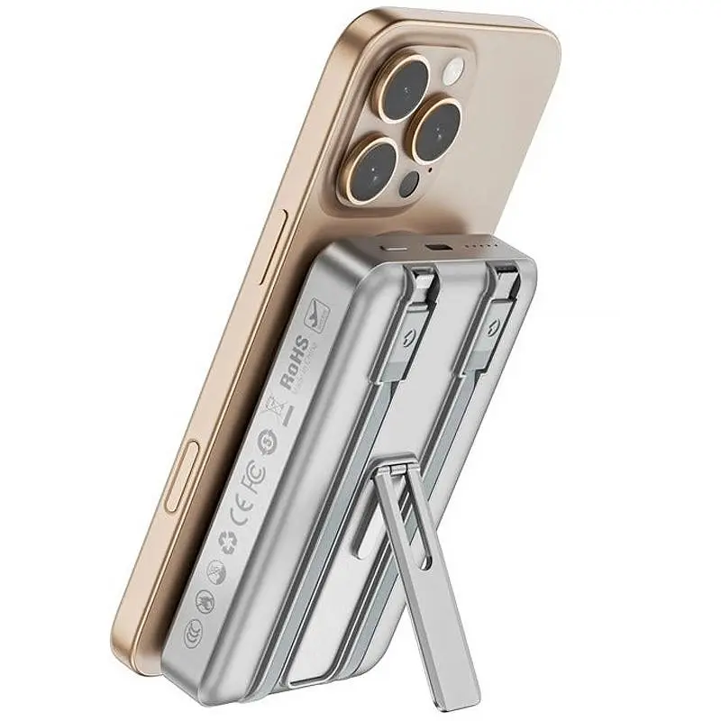 Портативный зарядный устройство Power Bank Wiwu Wi-P056 22,5 Вт + PD20 Вт с БЗП + iWatch с кабелем 10000 мАч Silver - фото 2