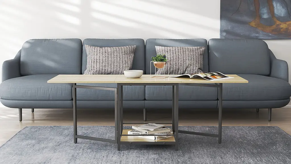 Стол журнальный трансформер Куб Комбо Ferrum-decor 540x532x500 Черный металл ДСП - Дуб Сонома 16 мм (FRD-105153) - фото 4
