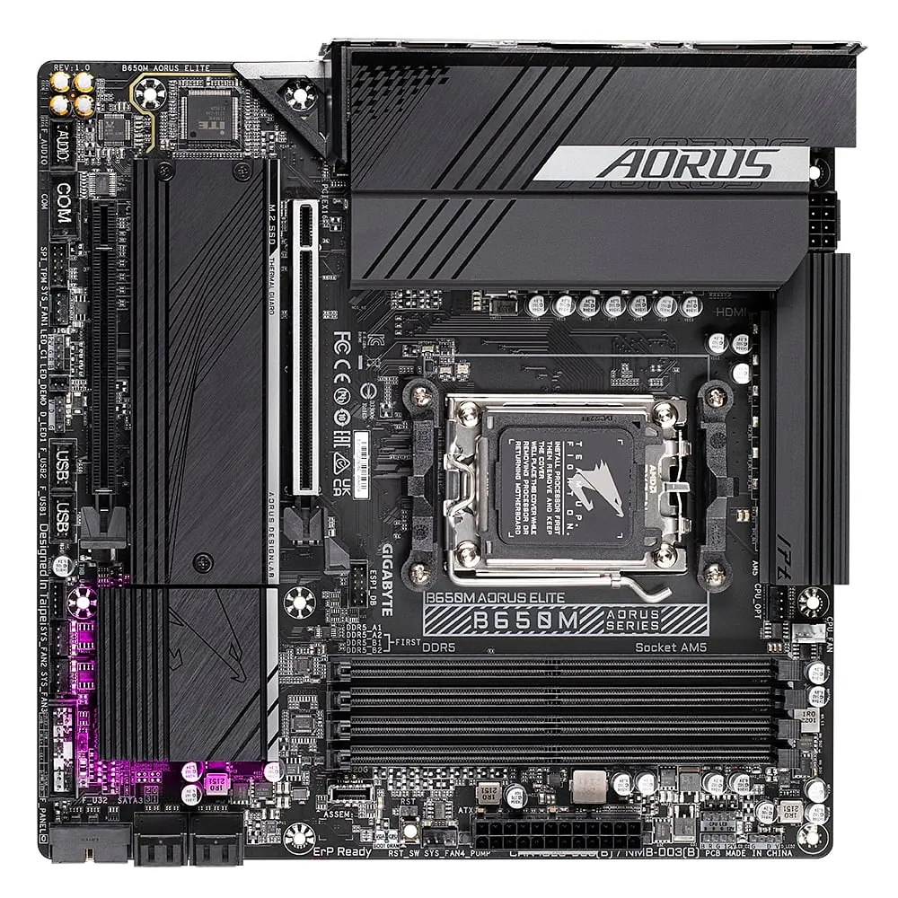Gigabyte Материнська плата B650M AORUS ELITE sAM5 B650 4xDDR5 M.2 HDMI DP mATX - фото 4