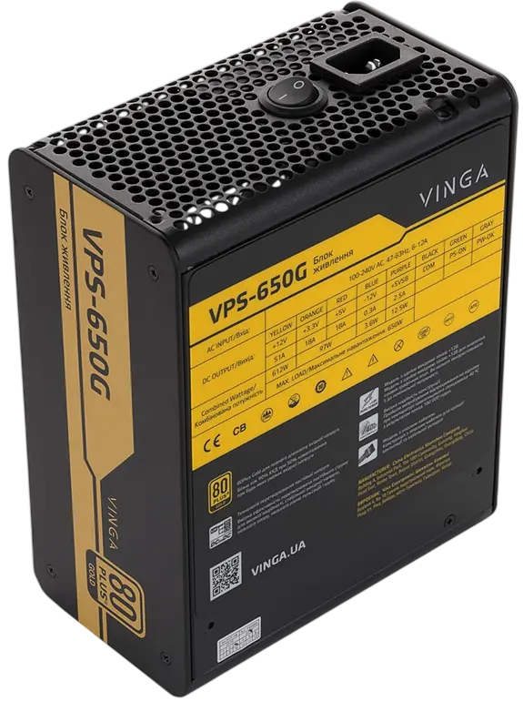 Блок живлення Vinga VPS-650G 650W 80+ Gold (VPS-650G)