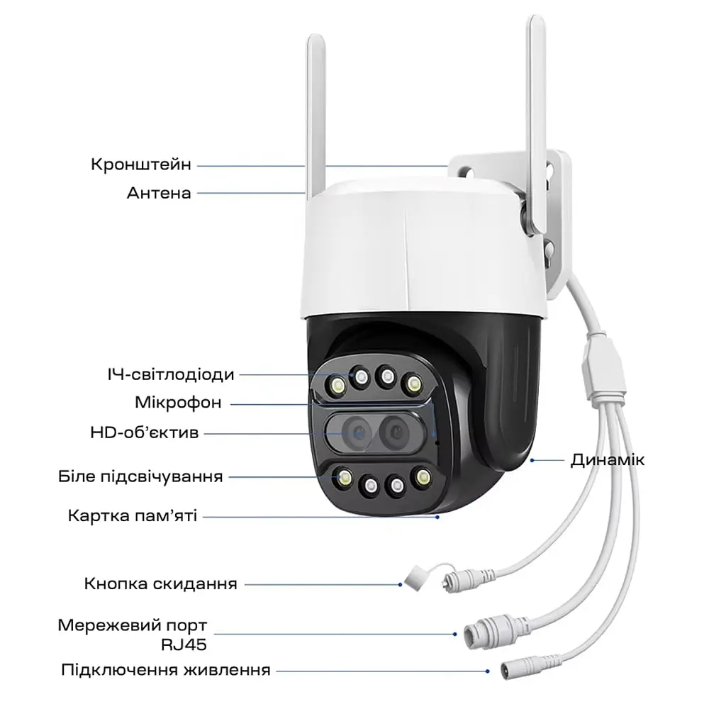 IP PTZ-відеокамера з WiFi 2Mp+8Mp Light Vision VLC-9284WI10Z/2C (Camhi Pro) f=3.6mm+8mm, ІЧ+LED-підсвічування, з мікрофоном (75-00296) - фото 8