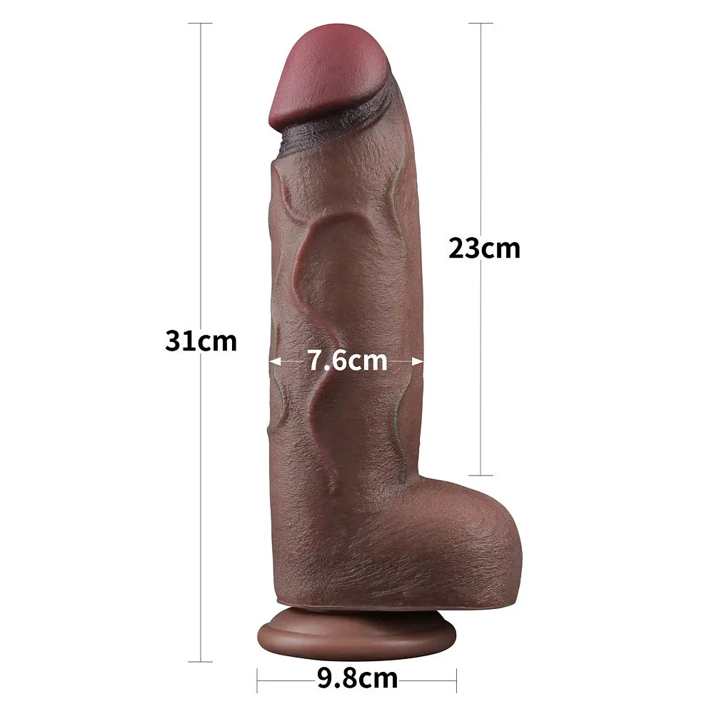 Фалоімітатор Dual-Layered Silicone Nature Cock 12'' 31 см коричневий - фото 4