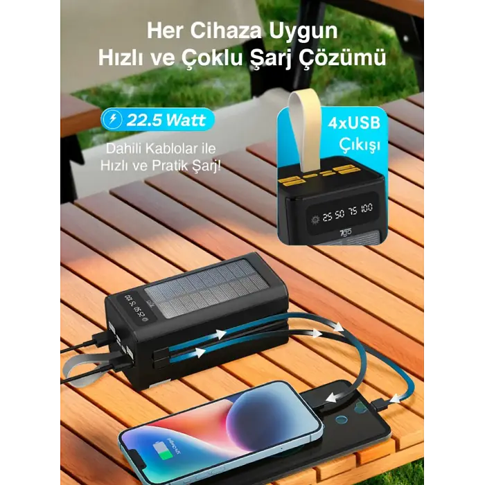 Power Bank 7GO GPW-01, ємність 50000 mAh, сонячна зарядка, швидка зарядка PD 22.5 W - фото 5