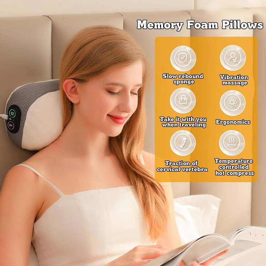 Подушка для підтримки шийного відділу pillow 5561 з масажем та підігрівом ∙ Масажна подушка для сну pillow 5561 - фото 2