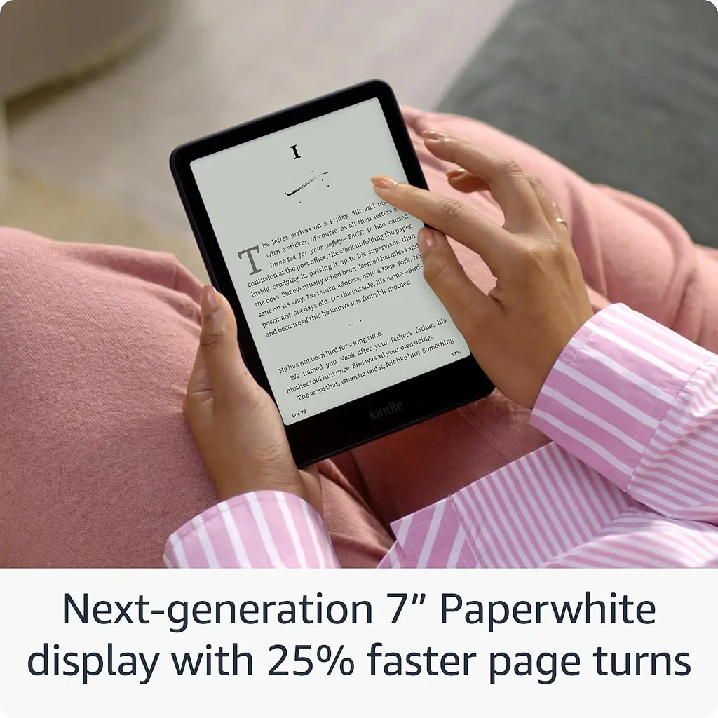 Електронна книга Amazon Kindle Paperwhite 12th Gen 2024 Black, 16GB, дисплей 7 E Ink Carta, HD-екран, покриття антивідблиску, підсвічування, сенсорний екран, Bluetooth/Wi-Fi, захист від вологи, 300 dpi, чорна - фото 3