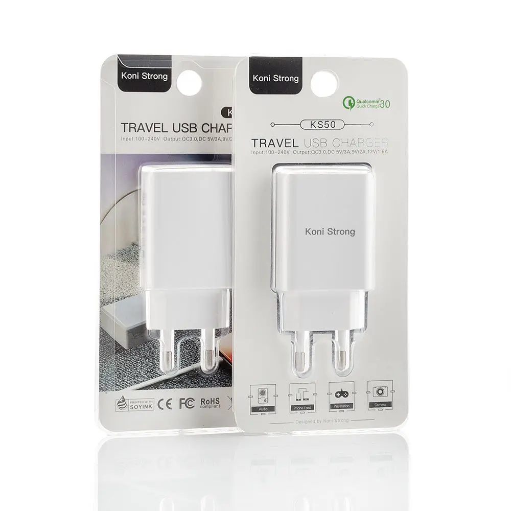 Адаптер сетевой Koni STRONG KS50 QC3.0 1USB 3A блок питания белый - фото 2