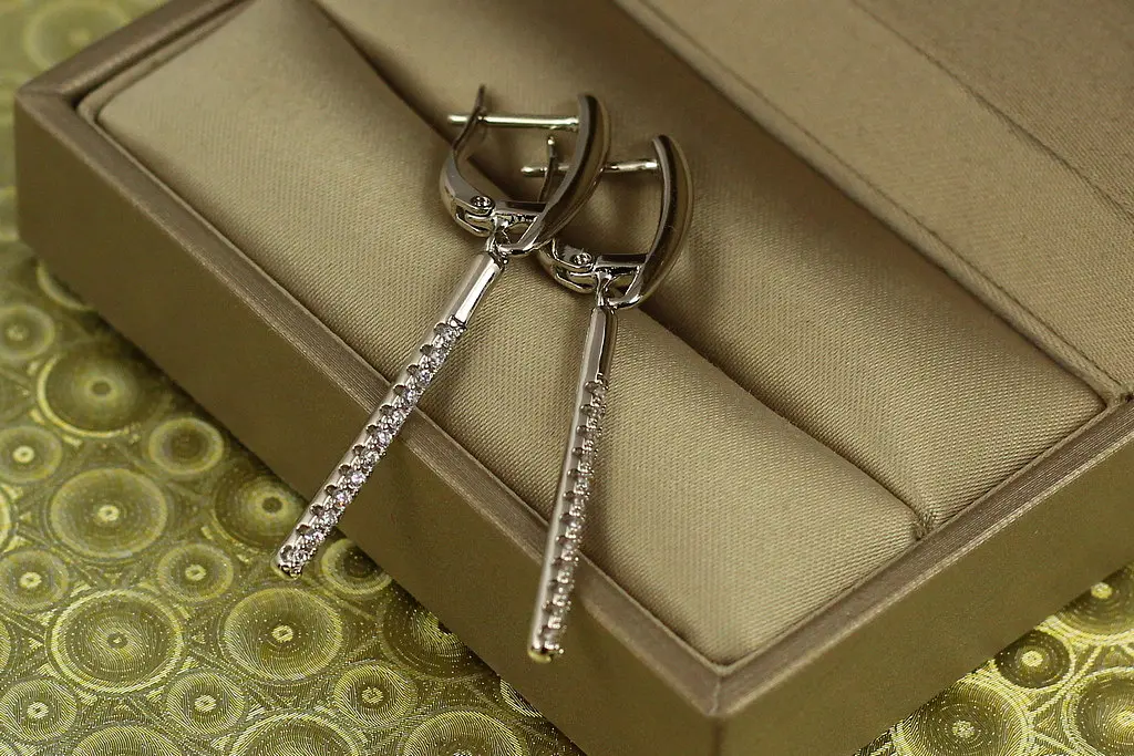 Сережки підвіски Xuping Jewelry Палички 4,5 см сріблясті - фото 2