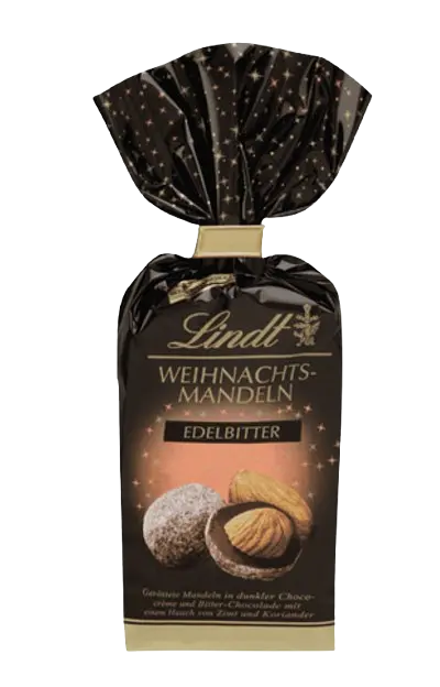Шоколадні цукерки з мигдалем Lindt Weihnachtsmandeln Edelbitter 100г - фото 2