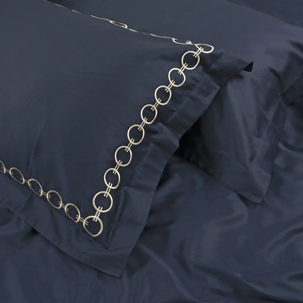 Постельное белье MieCasa сатин - Circle lacivert-bej синий-бежевый king size - фото 4