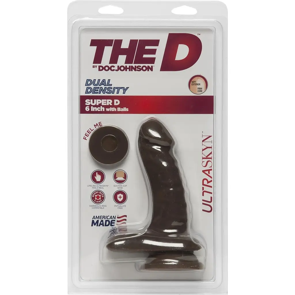 Фалоімітатор Doc Johnson The D - Super D - 6 Inch With Balls - UltraSkyn - Chocolate - фото 2