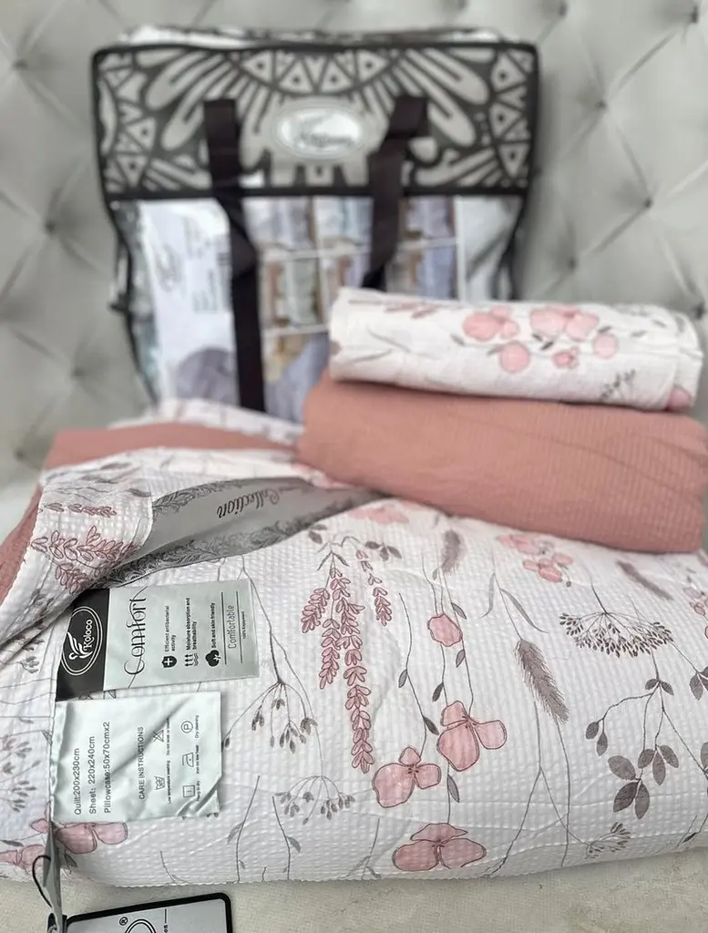Постільна білизна євро з літньою ковдрою муслін Koloco Print 5 20880 200х230 см - фото 2