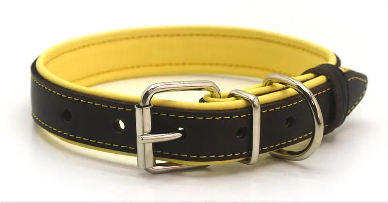 Нашийник для собак Zoo-hunt шкіряний подвійний ОД Soft коричневий+жовтий 1,8/28-36 см - фото 3