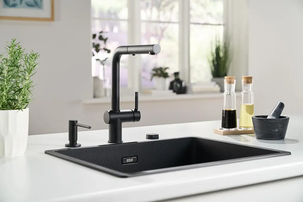 Смеситель для кухни Franke Active L Pull Out с вытяжным изливом (115.0653.384) Оникс - фото 5