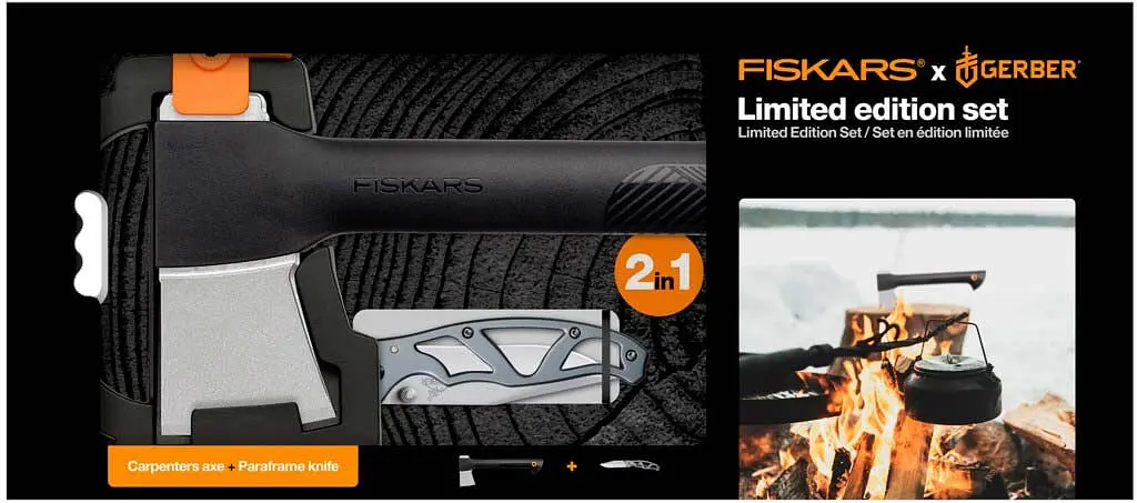 Набор Fiskars: топор Solid A6 + складной нож Gerber Paraframe (1057911) - фото 5