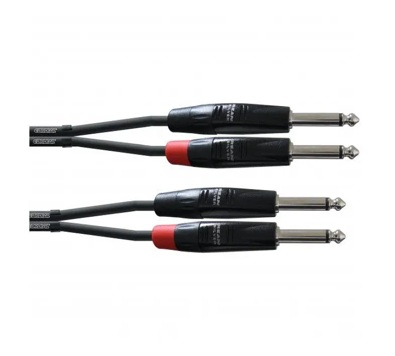 Коммутационный кабель 2xJack 6,3 — 2xJack 6,3 0.6м Cordial CIU 0,6 PP Rean Silver